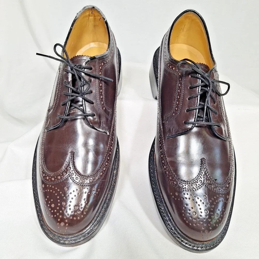 Florsheim Imperial Mens Oxford Wingtip Oxblood Leather Shoes Size 8 E